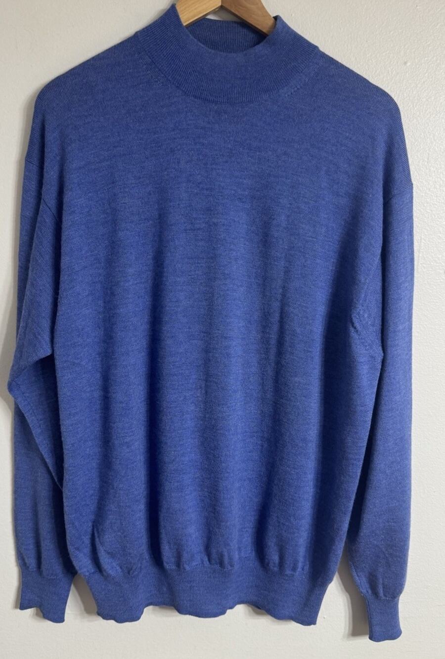 Peter Millar Sweater Knit Mens Large Wool Silk Cashmere Mock Neck Blue Golf
